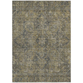 10' X 14' Dark Moss Green and Gray Oriental Washable Non Skid Indoor Outdoor Area Rug